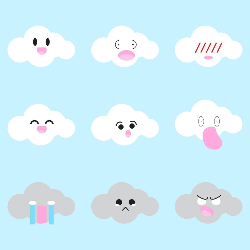 emotional cute cloud vector