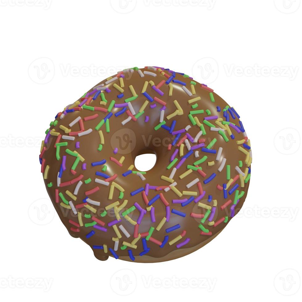 Realistic donut with icing and sprinkles. Donut isolated. photo