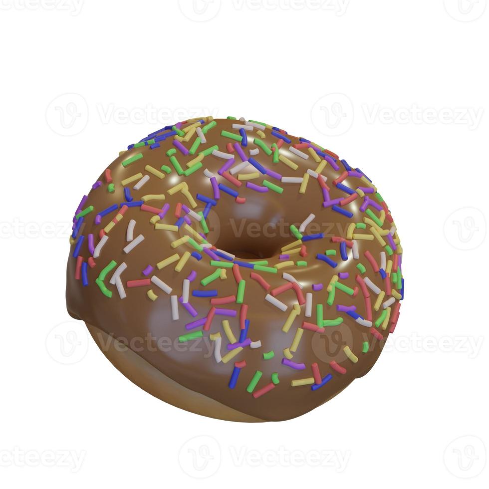 Realistic donut with icing and sprinkles. Donut isolated. photo