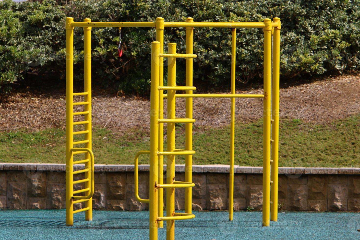 Sports equipment and equipment in a city park on the Mediterranean coast. photo