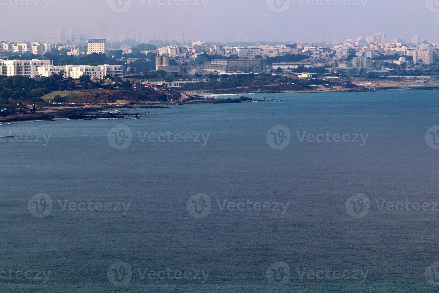 Coast of the Mediterranean Sea in northern Israel. photo