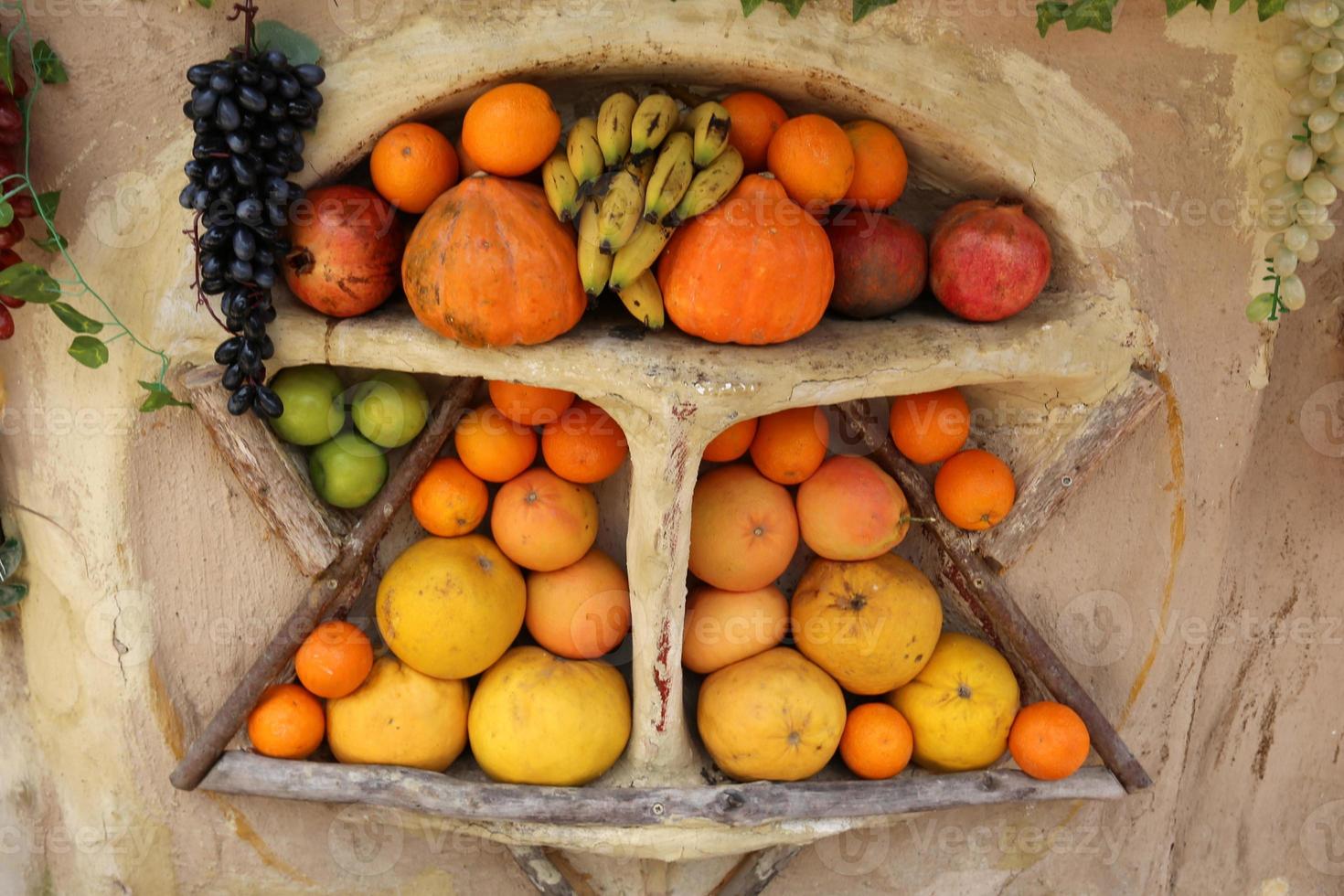 Vegetables and fruits are sold at a bazaar in Israel. photo