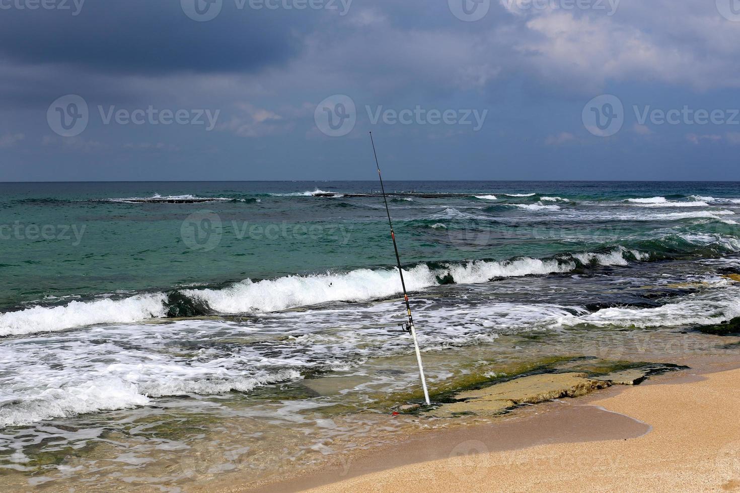 Coast of the Mediterranean Sea in northern Israel. photo