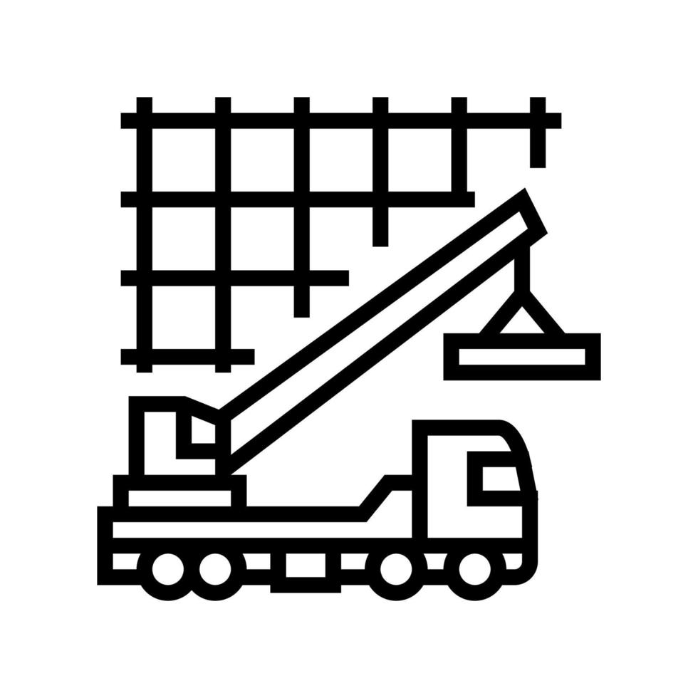 grúa elevación materiales de construcción línea icono vector ilustración