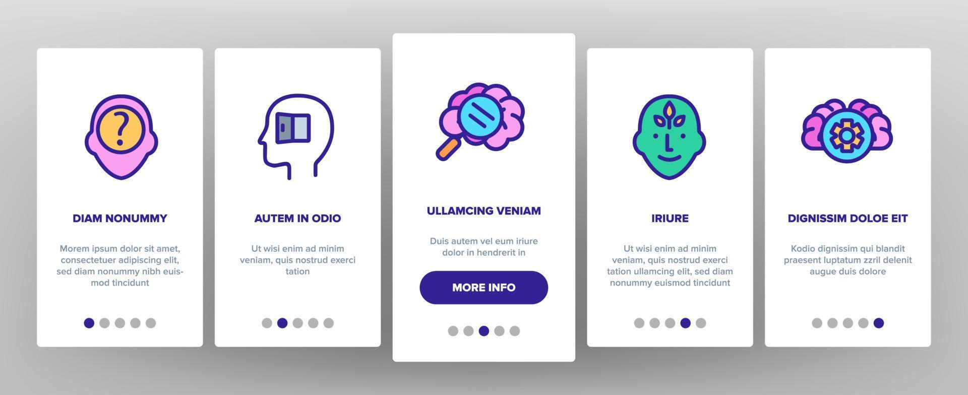 Consciousness Onboarding Icons Set Vector