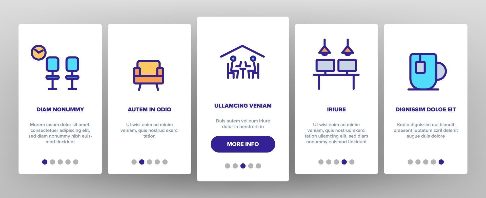 conjunto de iconos de elementos de incorporación de coworking vector