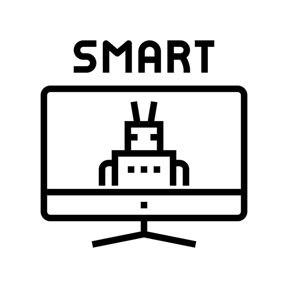 ilustración de vector de icono de línea de monitor inteligente