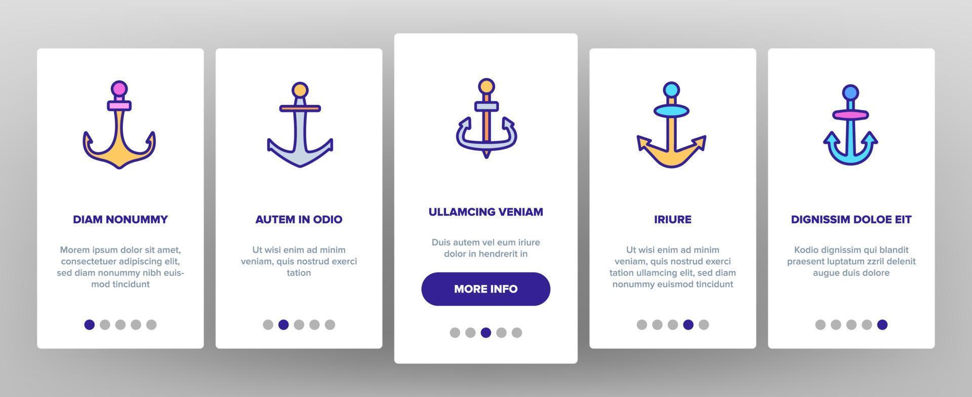 Anchors, Ship Equipment Vector Onboarding Mobile App Page Screen