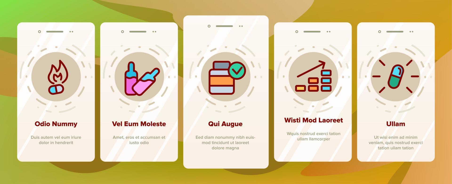 Supplements Icons Onboarding Set Vector