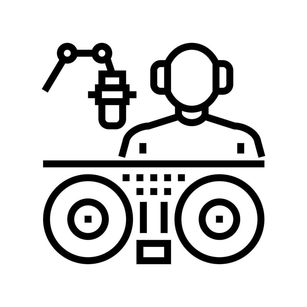 dj and radio host line icon vector illustration