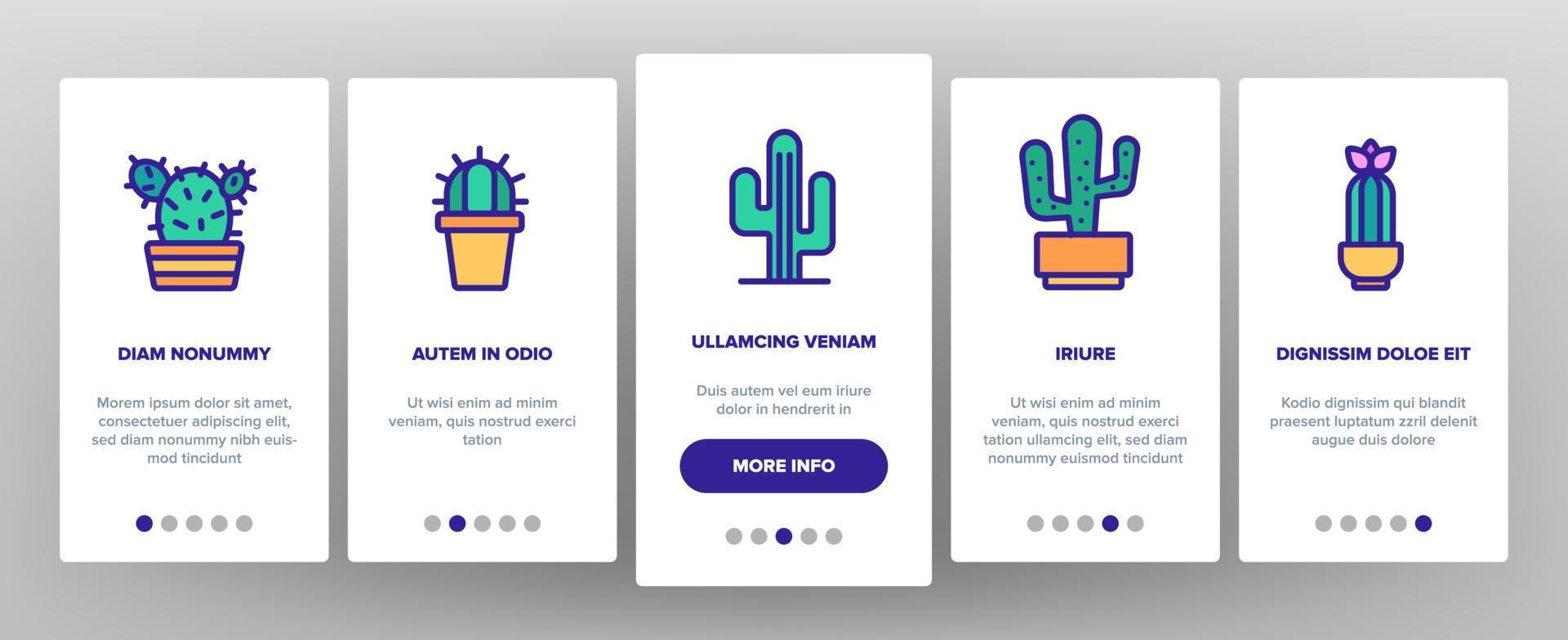 Cactus Domestic Plant Onboarding Icons Vector