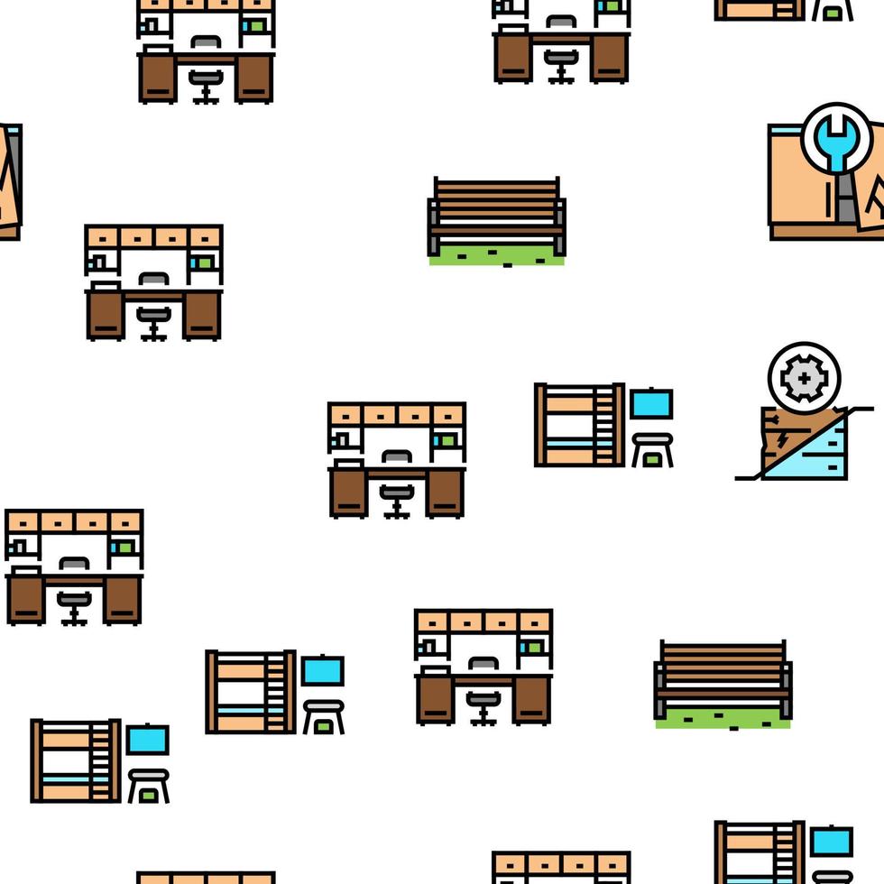 Furniture For Home And Backyard Vector Seamless Pattern