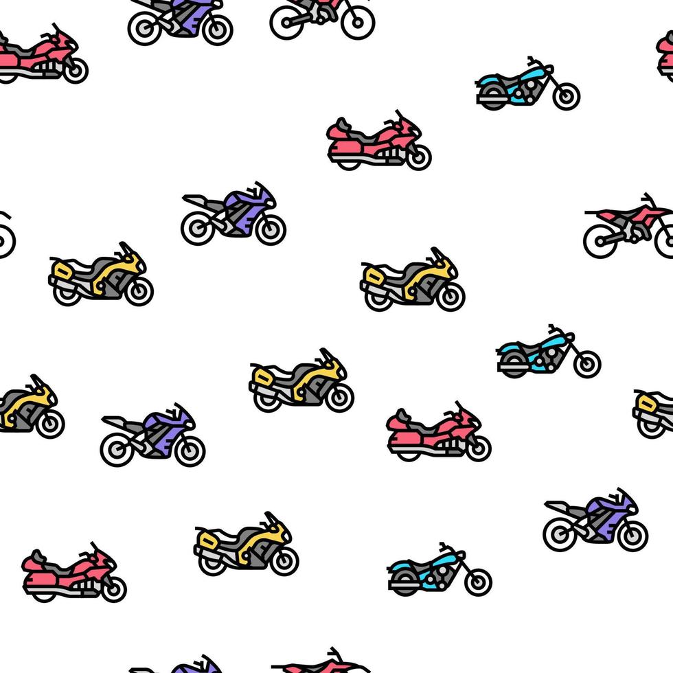 Motorcycle Bike Transport Types Vector Seamless Pattern