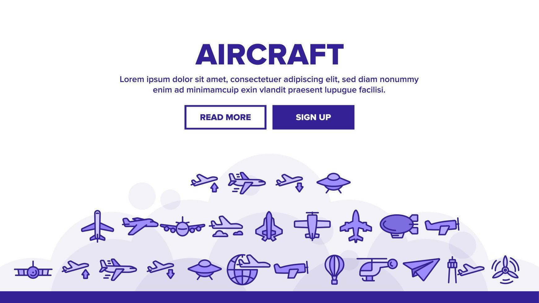 Collection Aircraft Elements Vector Icons Set