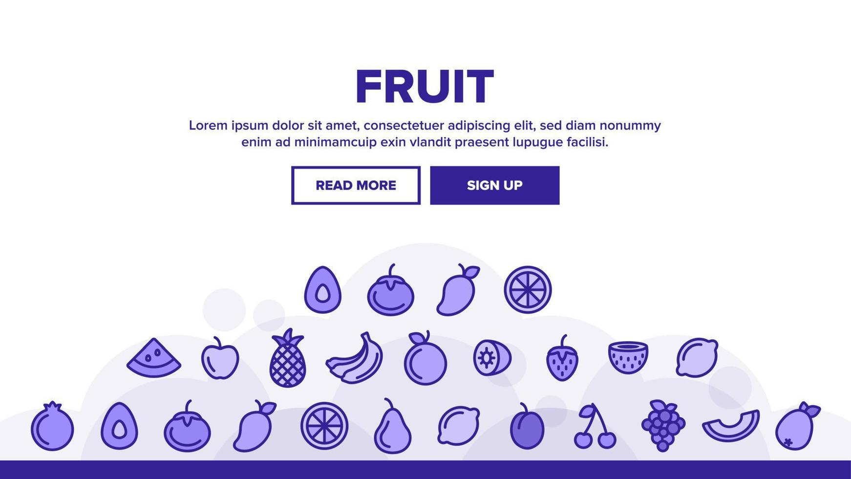 Collection Nature Fruit Elements Vector Icons Set