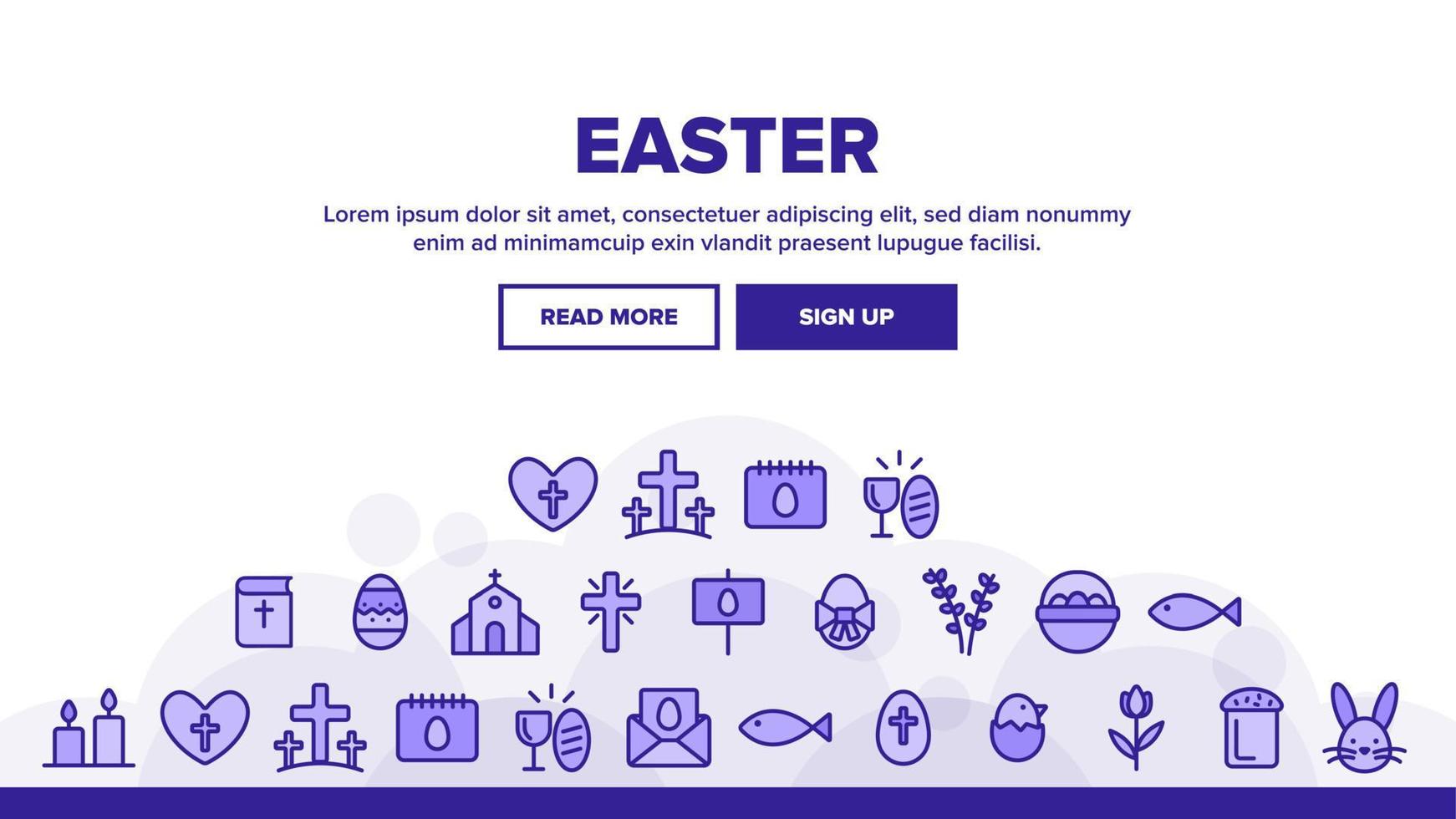 Collection Happy Easter Elements Vector Icons Set