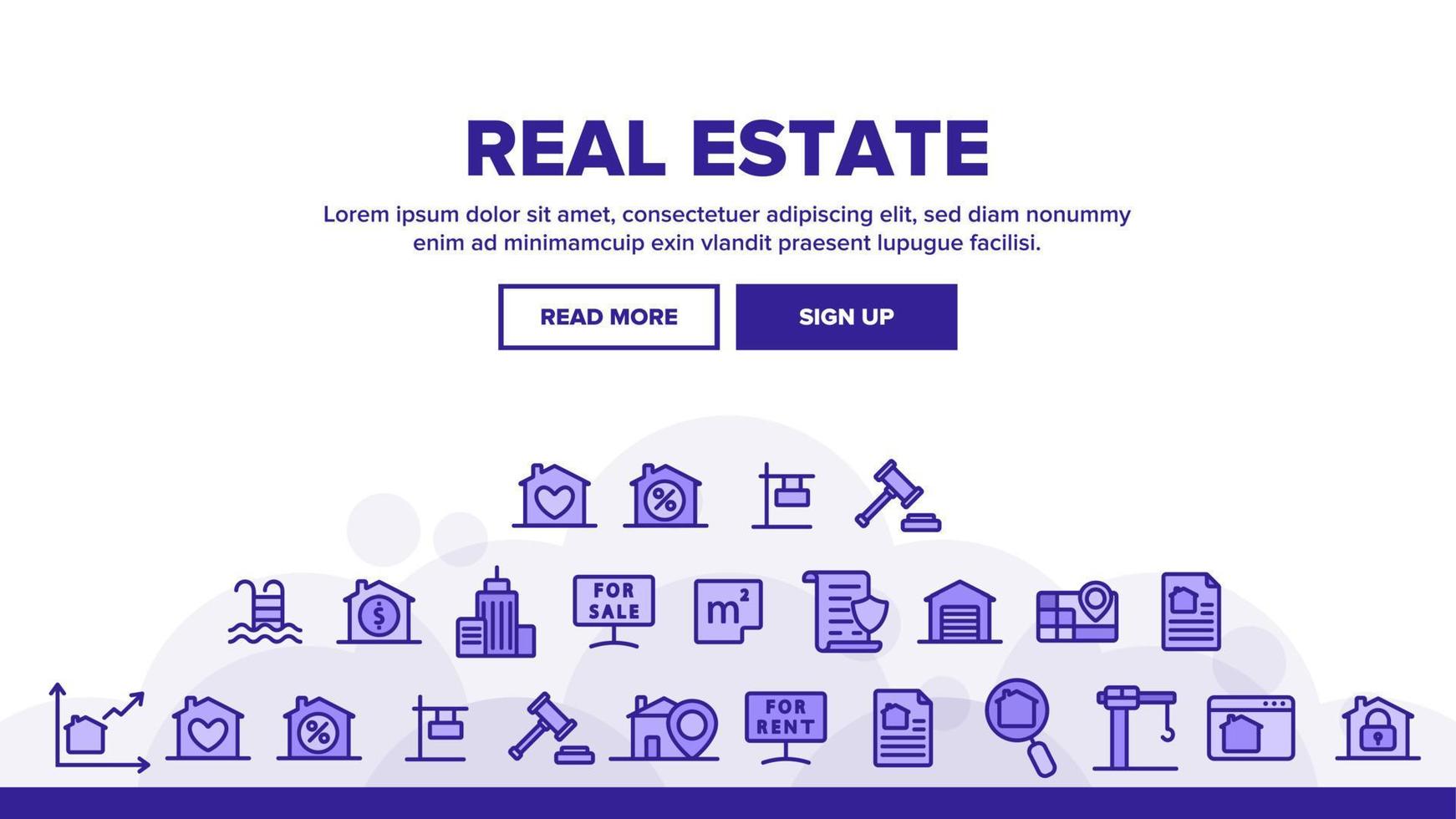 Collection Real Estate Elements Vector Icons Set