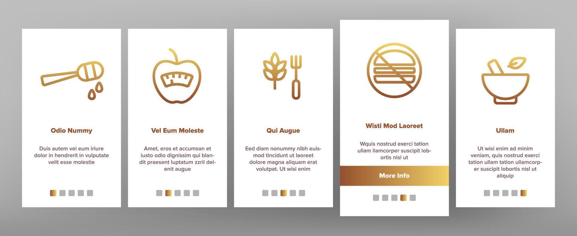 Healthy Food Nutrition Onboarding Icons Set Vector