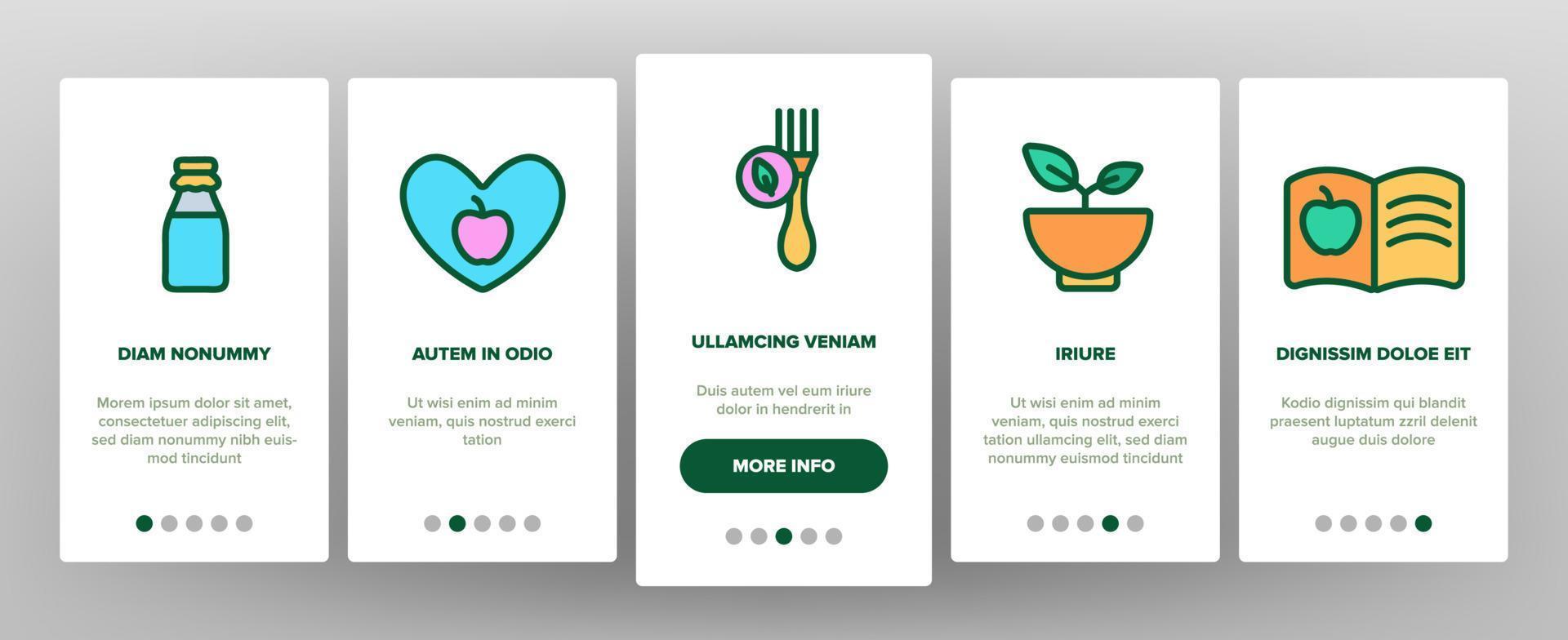 Healthy Food Nutrition Onboarding Icons Set Vector