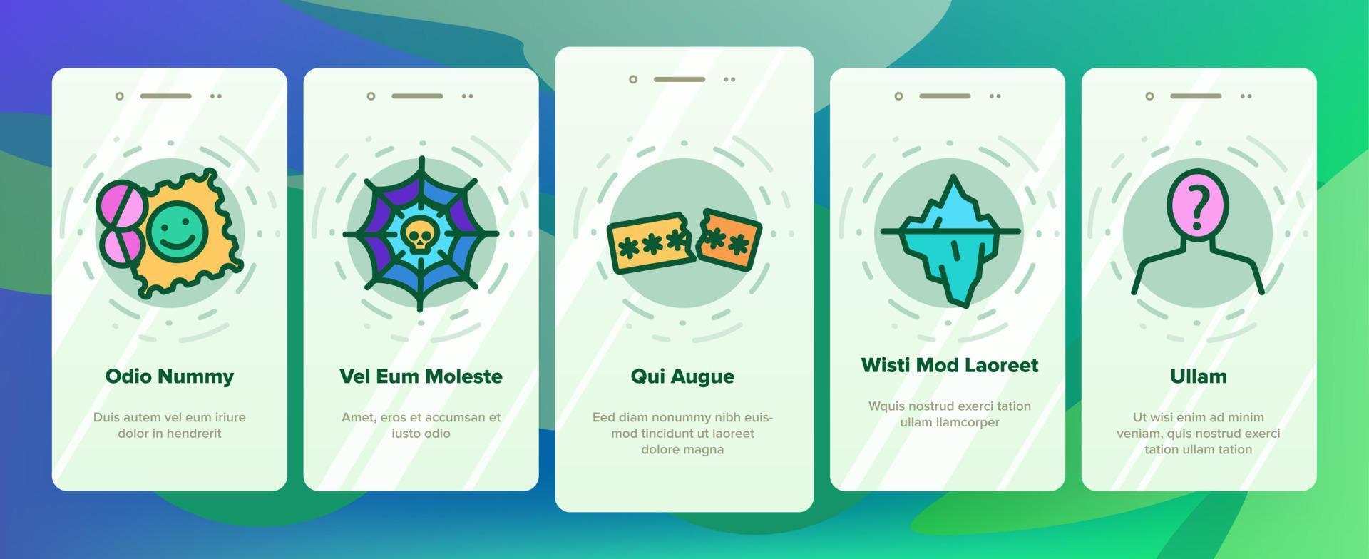 Darknet Onboarding Web Elements Icons Set Vector