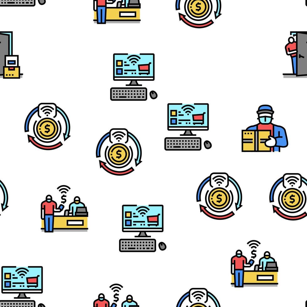 Contactless System Technology Vector Seamless Pattern