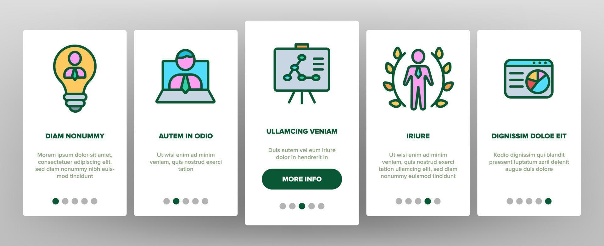 Info Business Onboarding Icons Set Vector