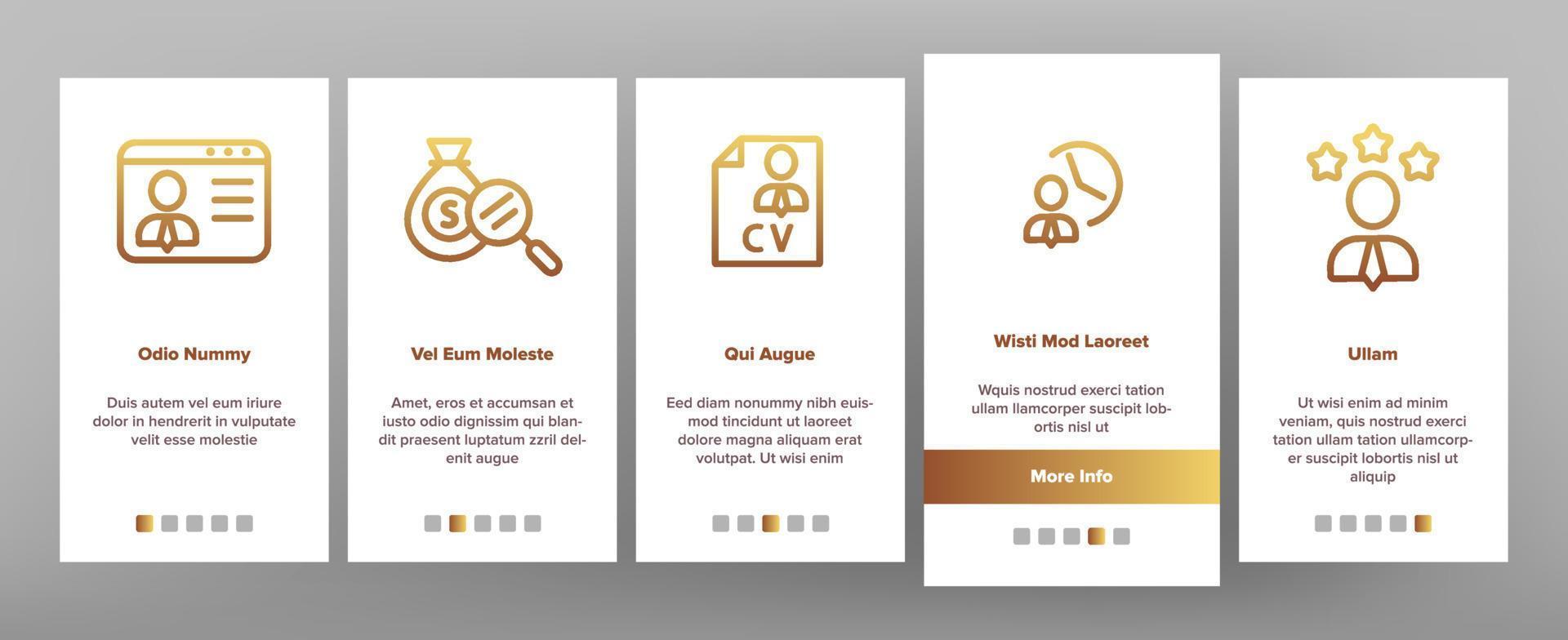 Job Hunting Onboarding Icons Set Vector