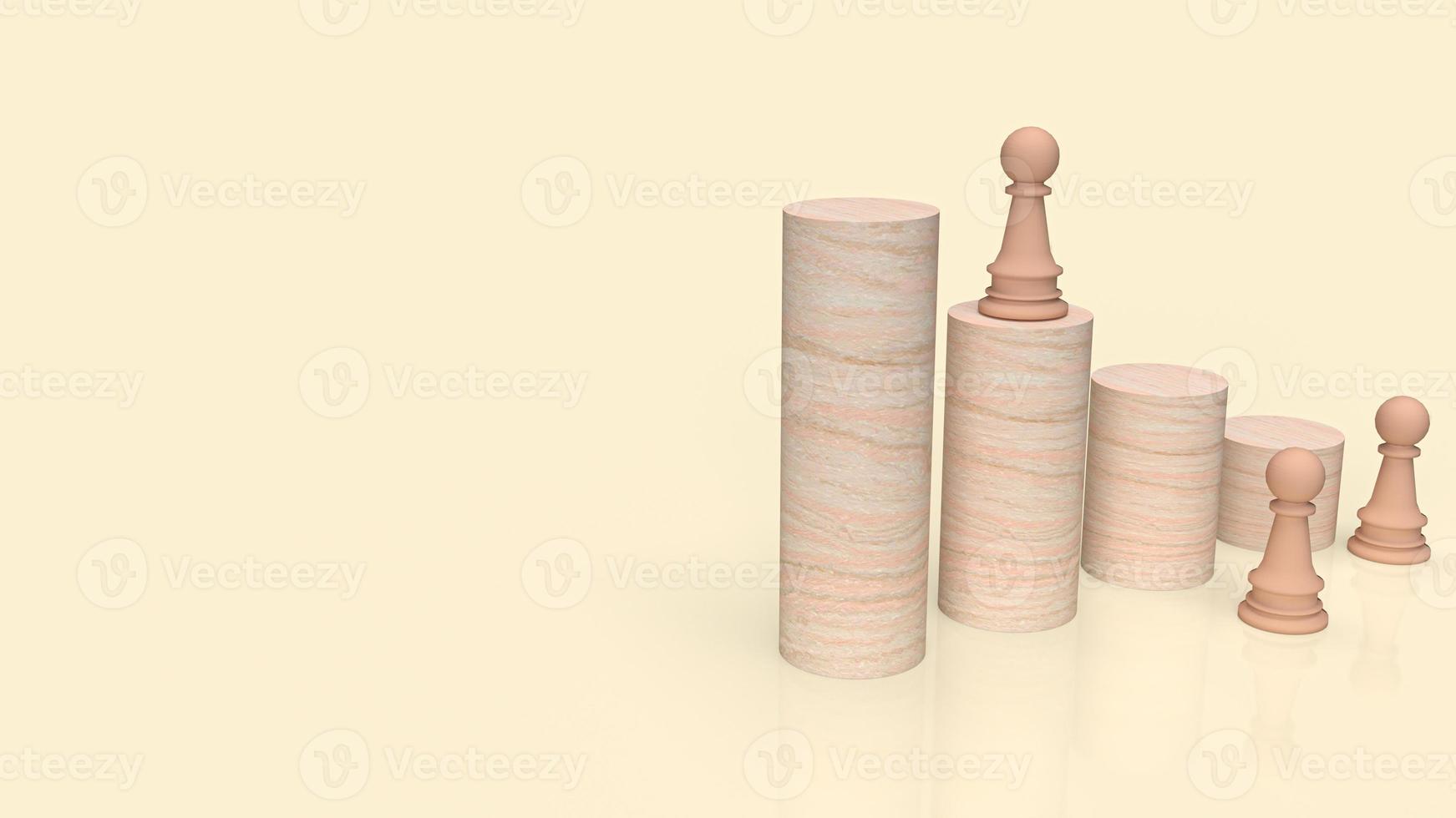 wood chess and stick for business concept 3d rendering photo