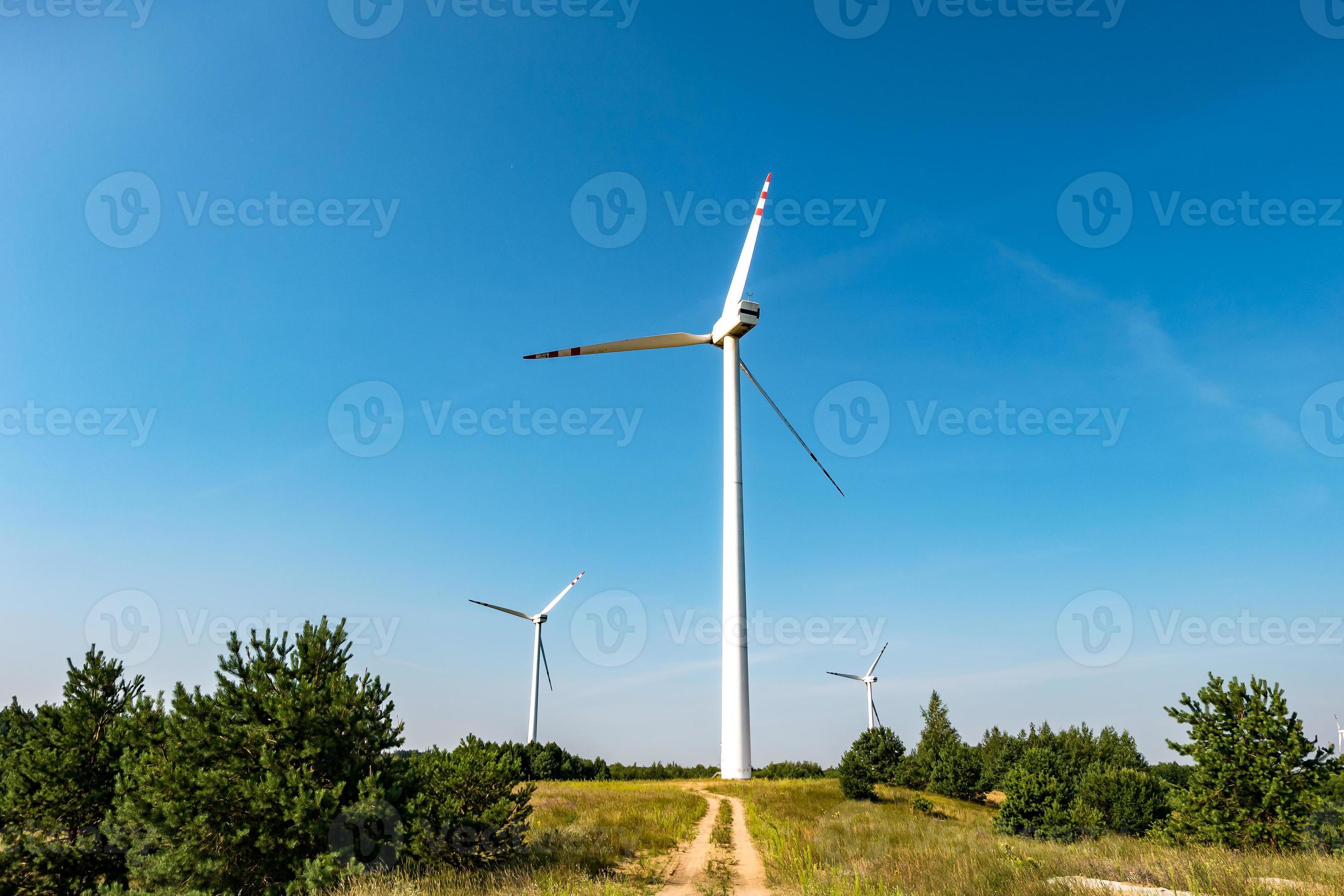 rotating blades of a windmill propeller. Wind power generation. Pure