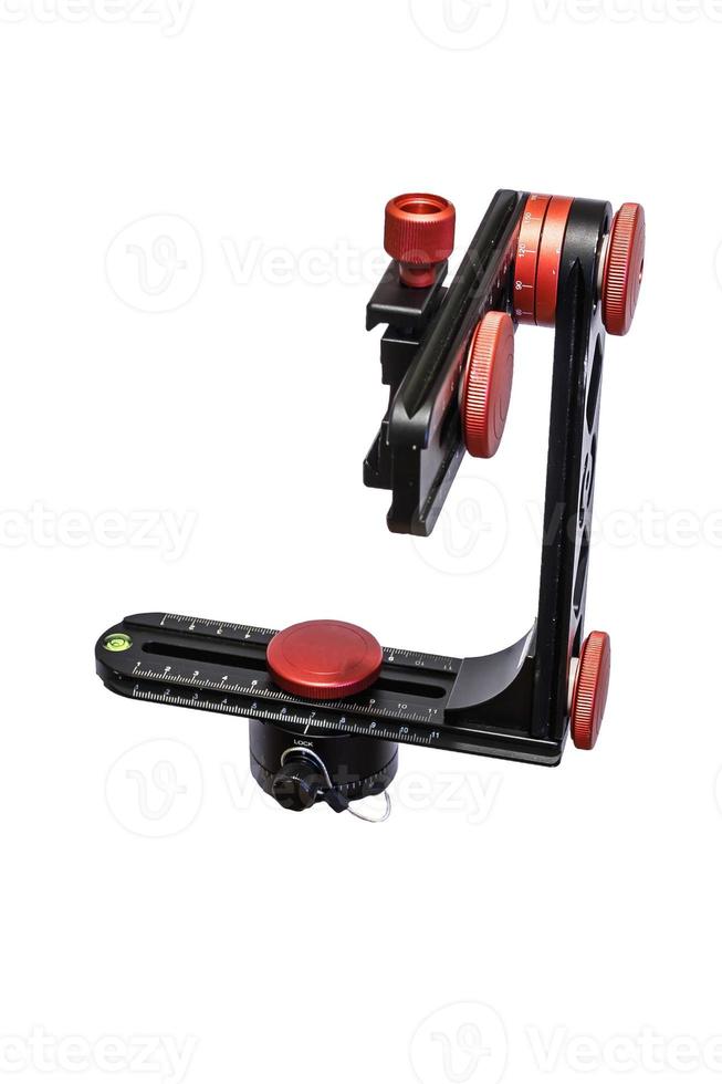 panoramic head for a tripod for the making of virtual tours and full seamless 360 degrees angle panoramas without parallax and distortion isolated on white background photo