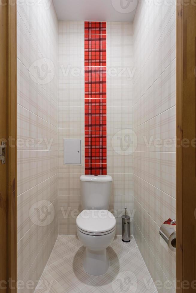 wc toilet restroom in white style with a red stripe photo