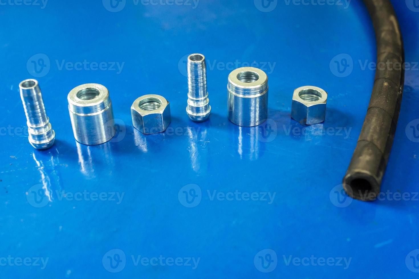 aluminum disassembled parts of high pressure hose with fittings photo
