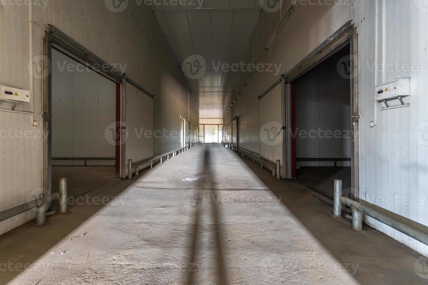 hangar vacío para frutas y verduras en stock de almacenamiento. almacén de producción. industria vegetal foto