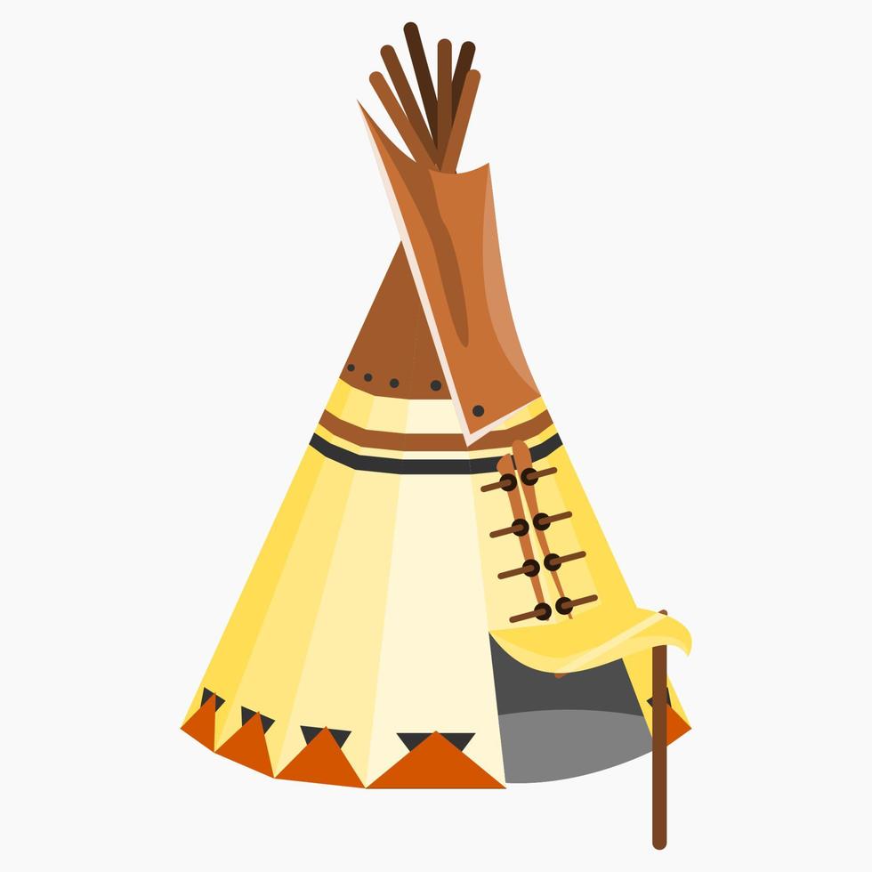 Editable Vector of Isolated Oblique View Native American Tent Illustration for Traditional Culture and History Related Design