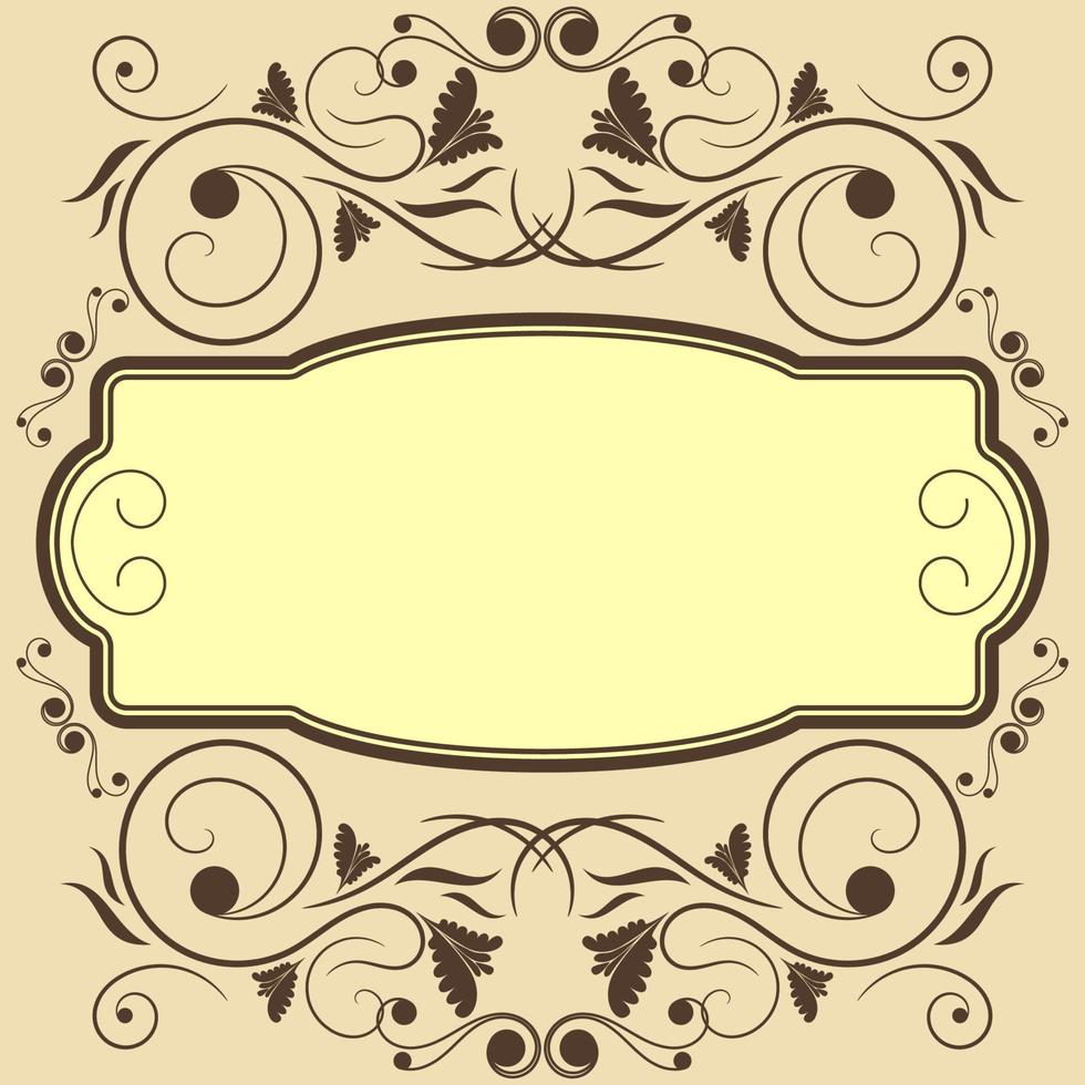Editable Square Vintage Swirl Frame Vector for Text Background