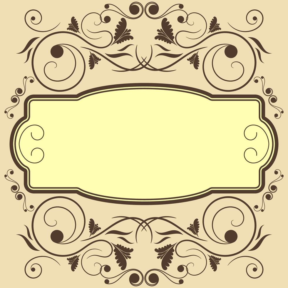 Editable Square Vintage Swirl Frame Vector for Text Background