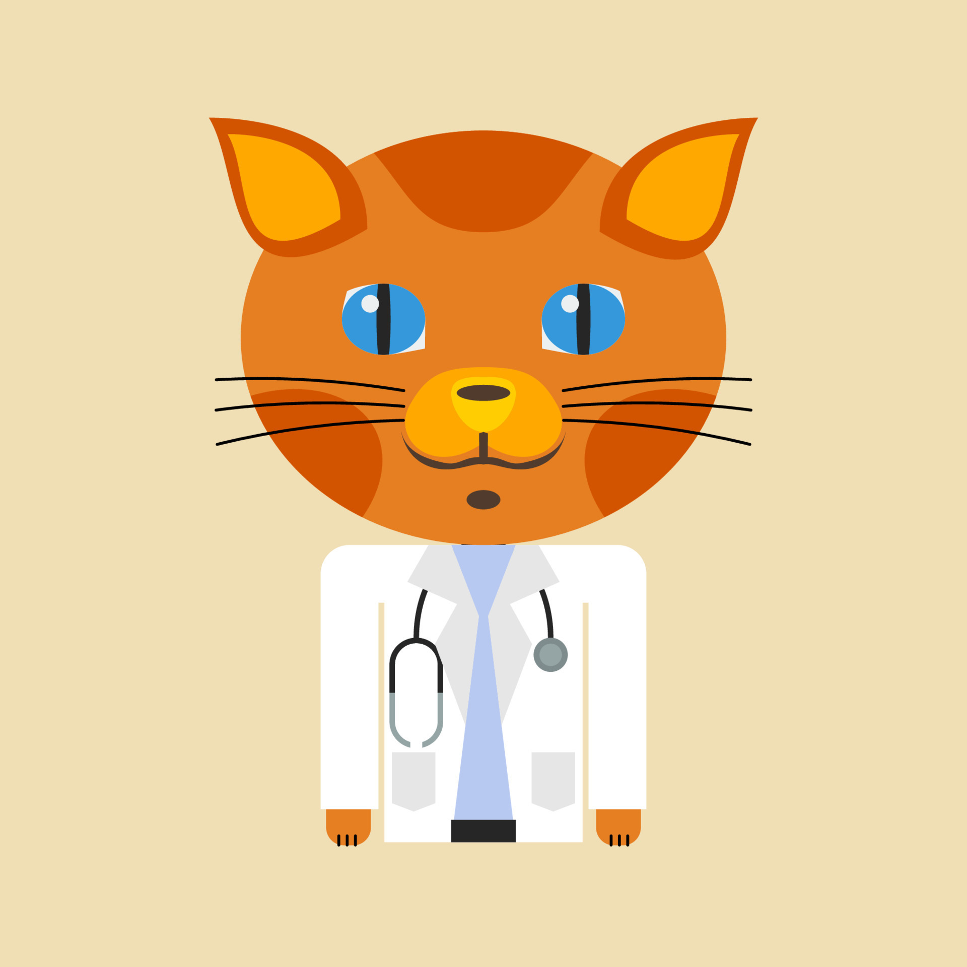 Editable Vector of Doctor Cat Character in Flat Cartoon Style for ...