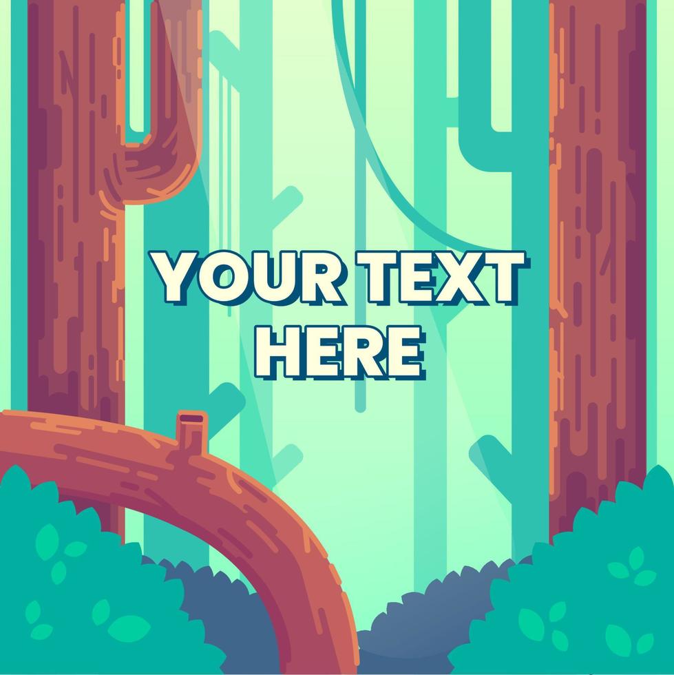 Green Forest Background Vector Illustration With Editable Text Mockup