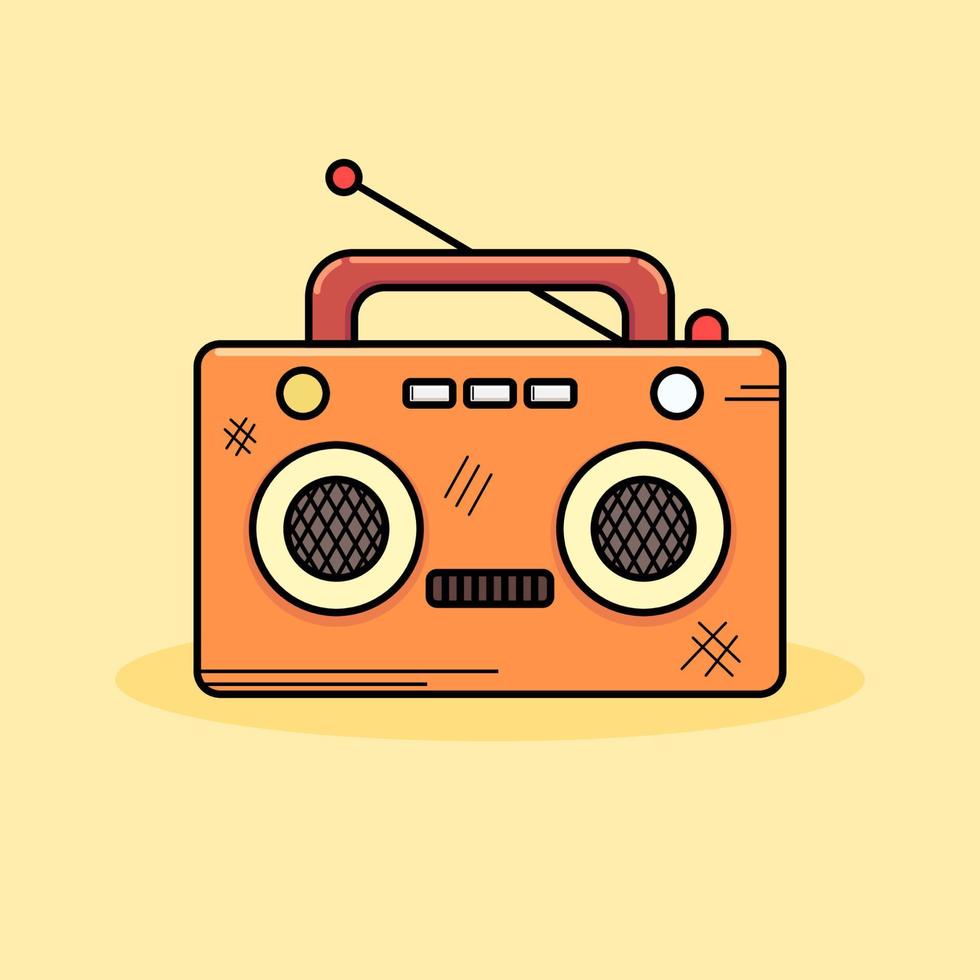 lindo doodle viejo personaje de vector de radio bueno para ilustración, icono y cualquier recurso gráfico