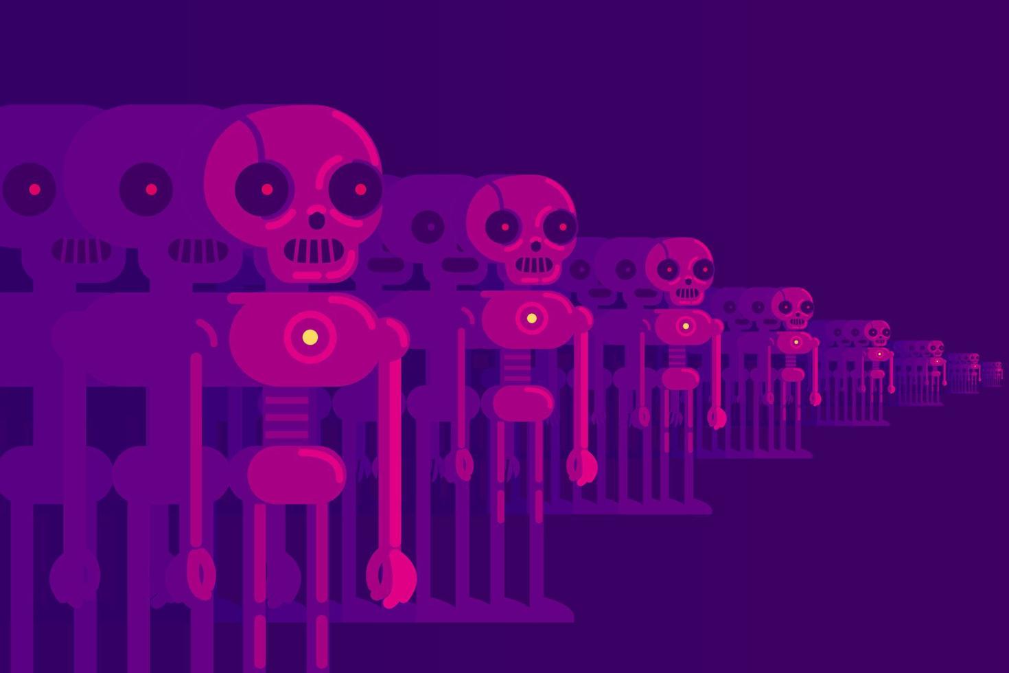 Evil Artificial Intelligence Robot Attack Vector Illustration