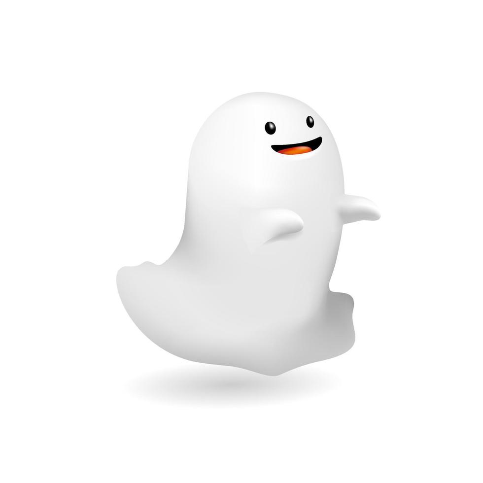 Ghost 3d vector illustration isolated on white background