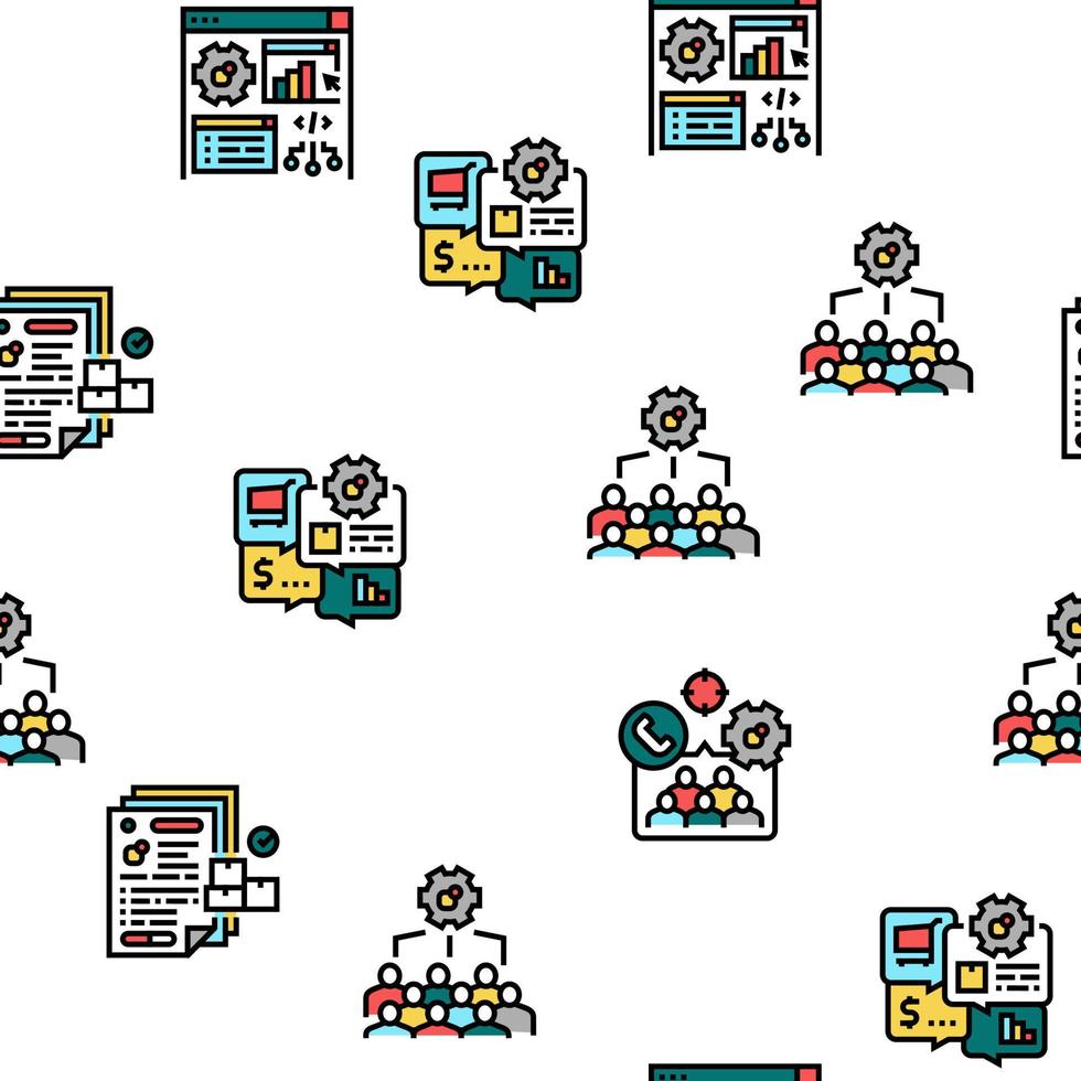 Erp Enterprise Resource Planning Vector Seamless Pattern