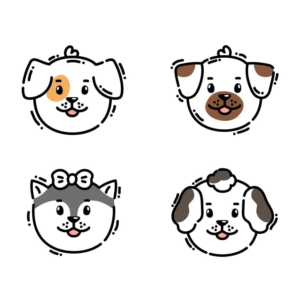 Cute dogs set doodle, on a white background vector