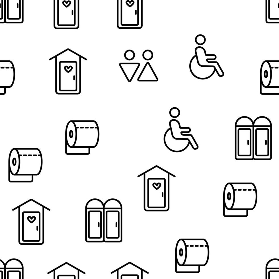 WC, Public Bathroom, Toilet Vector Seamless Pattern