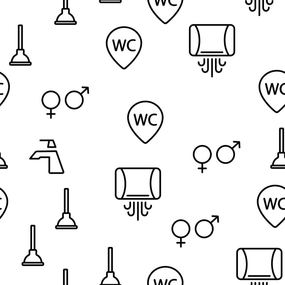 WC, Public Bathroom, Toilet Vector Seamless Pattern