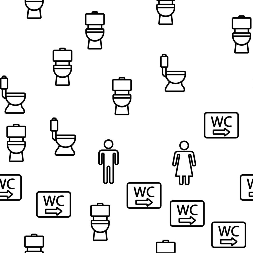 WC, Public Bathroom, Toilet Vector Seamless Pattern