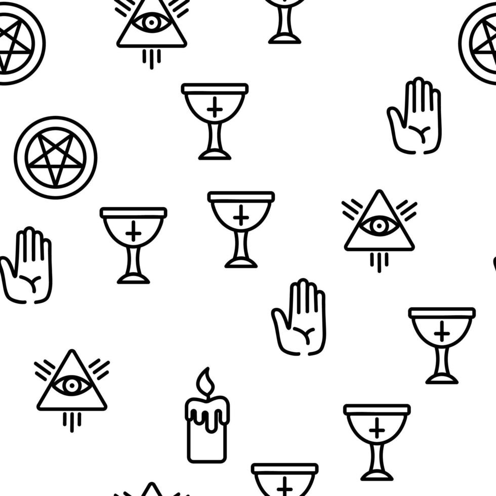 Occult, Demonic Entity Imagery Vector Seamless Pattern