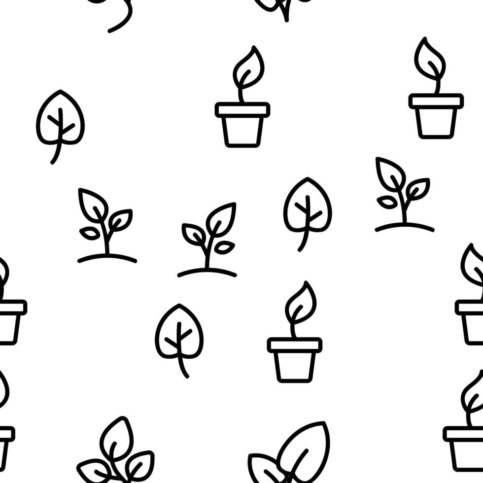 Different Plants Vector Seamless Pattern