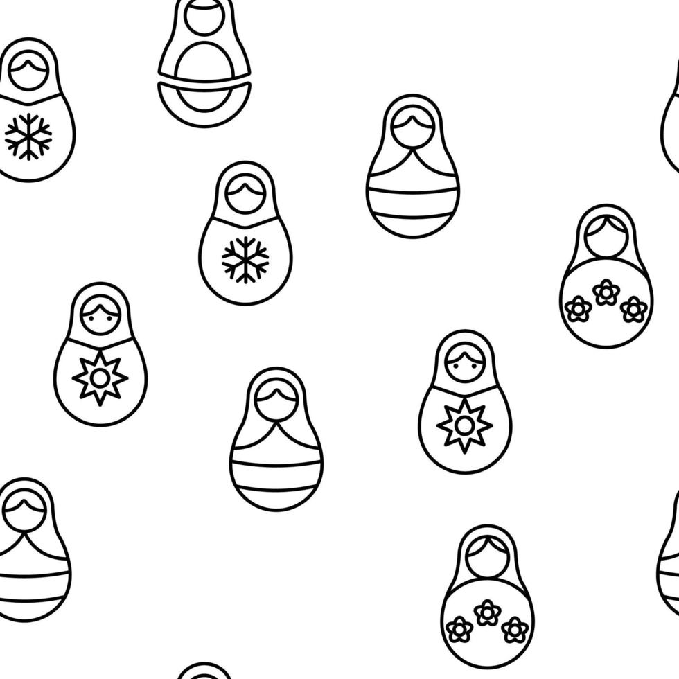 Matryoshka Toy Vector Seamless Pattern