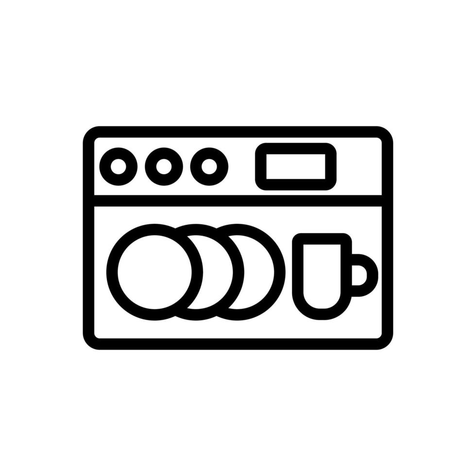 plates with cups in dishwasher icon vector outline illustration